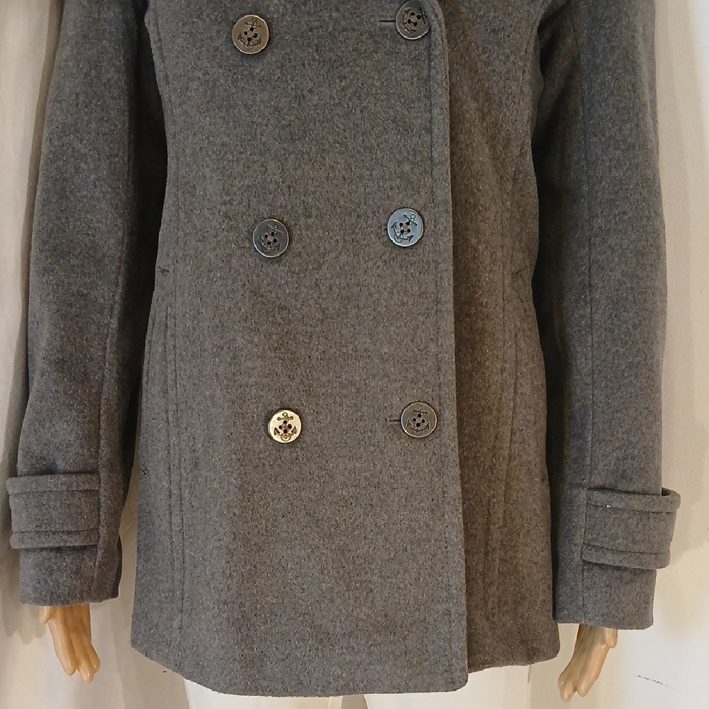 NWOT LANDS' END Gray Wool & Cashmere Blend Double-Breasted Pea Coat/Jacket - Picture 4 of 16